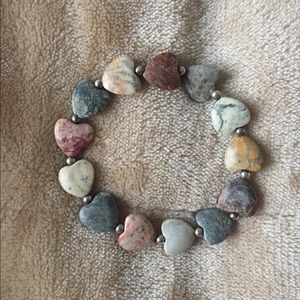 Multicolored Stone Heart Bracelet